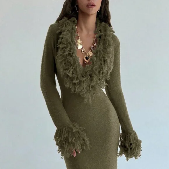 green fuzzy dress Mini Sophia Dress in Green Satin 13/14 main image 0
